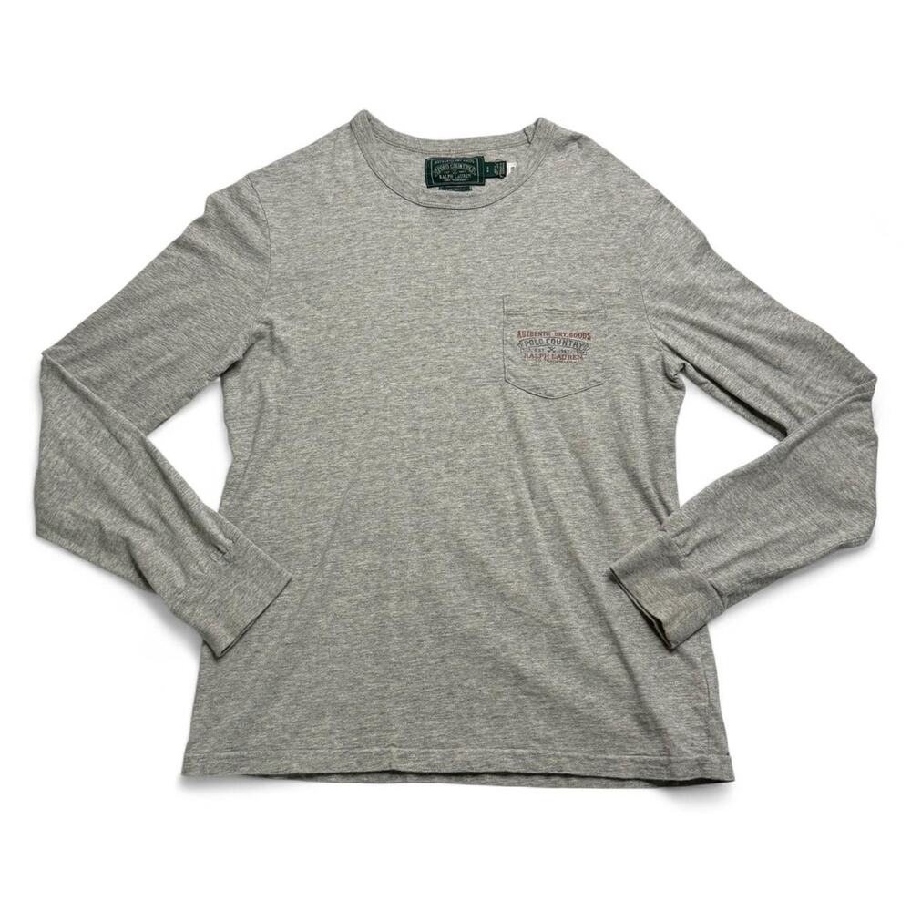 Polo Country Ralph Lauren Custom Fit Pocket Long Sleeve Tee Gray